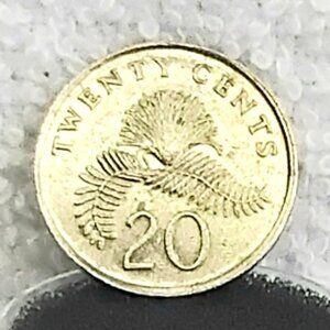 Circulated 1986 Singapore Singapura 20 Cent Coin!!